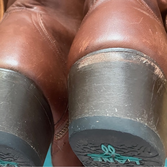 Lane Katori Cowboy Boots 9 Brown Leather Tall Cutter Toe $350 - Picture 11 of 11